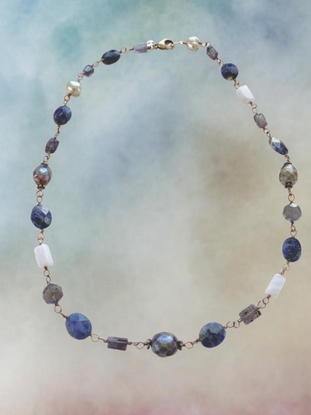 Silpada Blue Lace Pearl and Sodalite Necklace N1308 16” inches - Picture 2 of 9